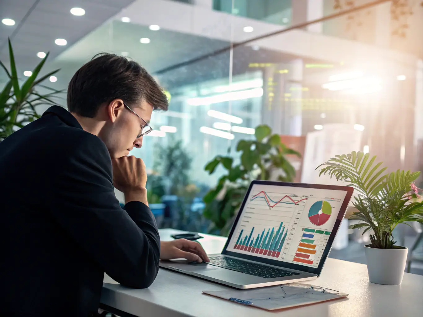 A marketing analyst reviews data and market trends to develop effective marketing strategies.