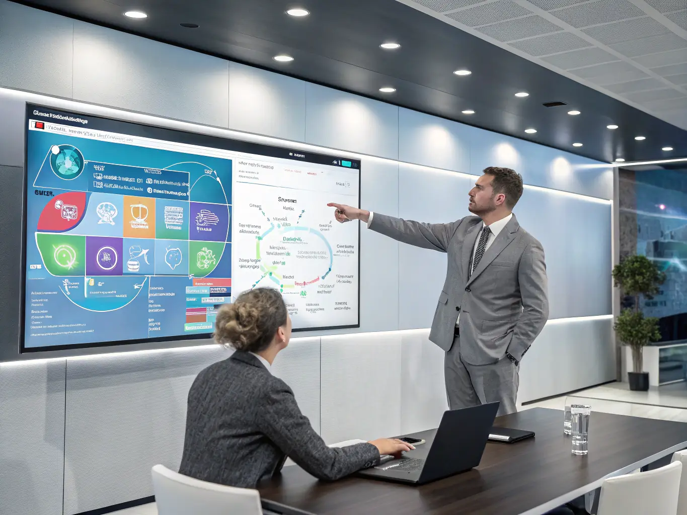 A commercial executive negotiates deals and manages client relationships in a business environment.