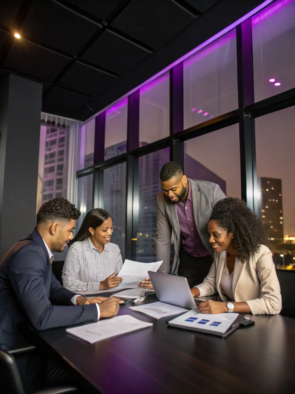 A group of people working together in an office, representing management (BPS and DGI) within the Institute of Academic Development's course.